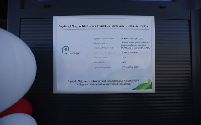 Az East West Bridge Kft. kiemelt jelentőségű közepes léptékű gazdasági fejlesztés ünnepélyes átadása 