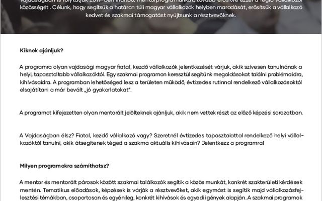 Indul a Vajdasági mentorprogram 2. évada!
